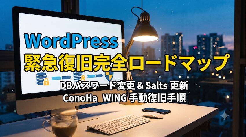 緊急ロードマップの手順解説サムネイルwordpressでのDBパスワード変更とsalts更新とconohaサーバ