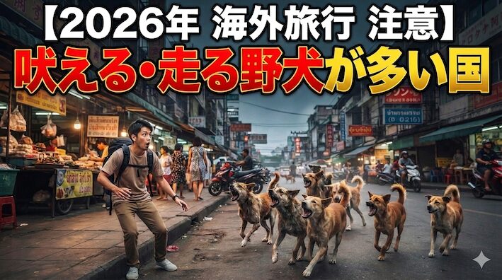 2026年海外旅行注意 吠える・走る野犬が多い国 台湾・ブルネイ・インドネシア・マレーシア