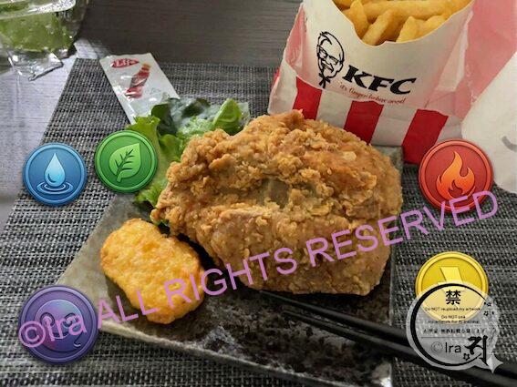 KFC x Pokémon The Ultimate Launchのポケモン５属性とKFC合成写真